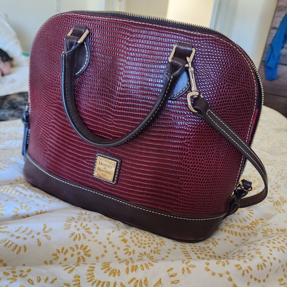 Burgundy Dooney & Bourke zip zip satchel